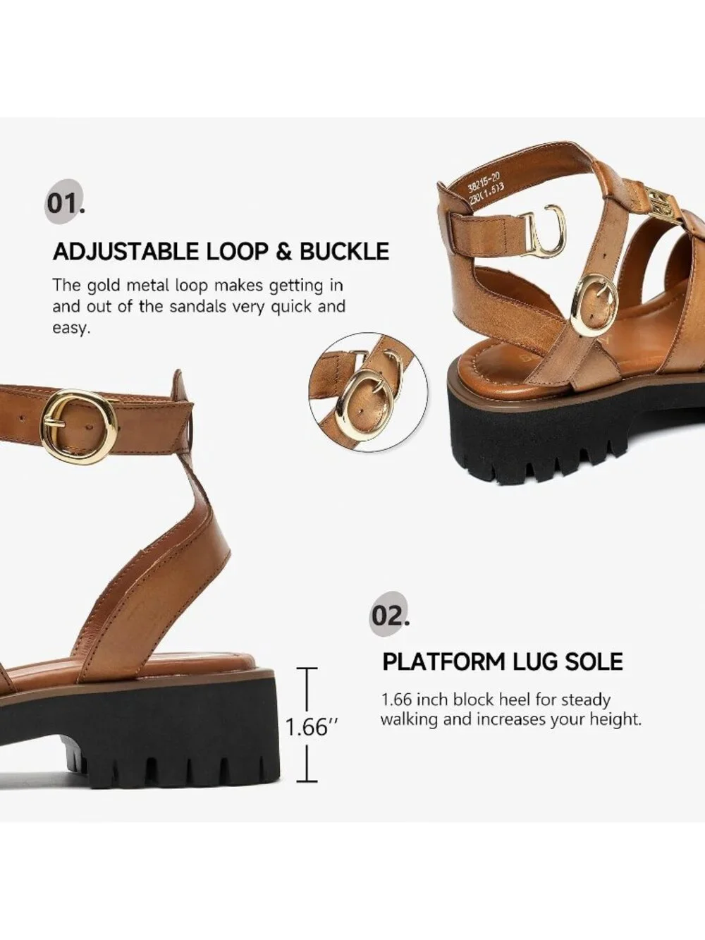 Women's Brown Chunky Gladiator Open Toe Leather Platform Fisherman Sandal Shoes